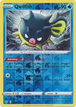 Sword & Shield Qwilfish #51/202 reverse holo